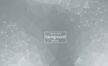 Abstract White Polygonal Space Background with Connecting Dots and Lines.  Connection structure. Vector science background. Polygonal vector background. Futuristic HUD background.