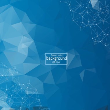 Soyut koyu mavi poligonal uzay arka plan noktalar ve çizgiler bağlanma. Bağlantı yapısı. Vektör bilim arka plan. Poligonal vektör arka plan. Fütüristik Hud arka plan.