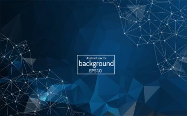 Soyut koyu mavi poligonal uzay arka plan noktalar ve çizgiler bağlanma. Bağlantı yapısı. Vektör bilim arka plan. Poligonal vektör arka plan. Fütüristik Hud arka plan.