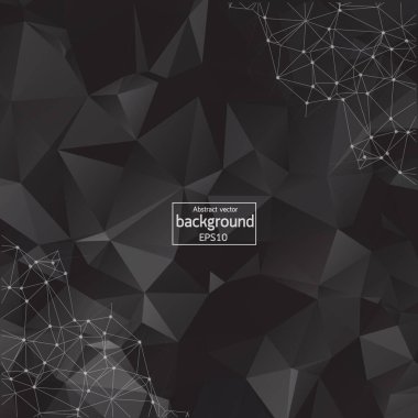 Abstract Black Polygonal Space Background with Connecting Dots and Lines.  Connection structure. Vector science background. Polygonal vector background. Futuristic HUD background.