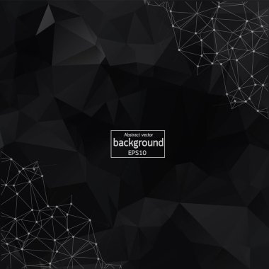 Abstract Black Polygonal Space Background with Connecting Dots and Lines.  Connection structure. Vector science background. Polygonal vector background. Futuristic HUD background.