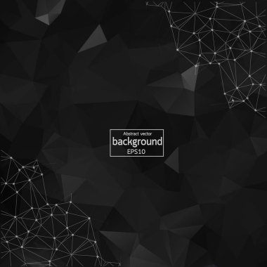 Abstract Black Polygonal Space Background with Connecting Dots and Lines.  Connection structure. Vector science background. Polygonal vector background. Futuristic HUD background.