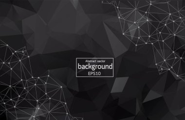 Abstract Black Polygonal Space Background with Connecting Dots and Lines.  Connection structure. Vector science background. Polygonal vector background. Futuristic HUD background.