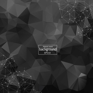 Geometric Black Polygonal background molecule and communication. Connected lines with dots. Minimalism chaotic illustration background. Concept of the science, chemistry, medicine, technology.