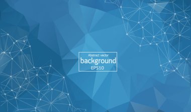 Geometric Blue Polygonal background molecule and communication. Connected lines with dots. Minimalism chaotic illustration background. Concept of the science, chemistry, medicine, technology.