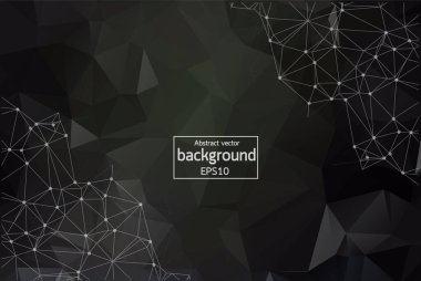 Geometric Black Polygonal background molecule and communication. Connected lines with dots. Minimalism chaotic illustration background. Concept of the science, chemistry, medicine, technology.