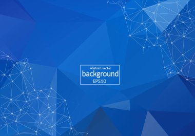 Geometric Blue Polygonal background molecule and communication. Connected lines with dots. Minimalism chaotic illustration background. Concept of the science, chemistry, medicine, technology.
