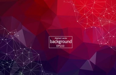 Geometric Dark Red Polygonal background molecule and communication. Connected lines with dots. Minimalism chaotic illustration background. Concept of the science, chemistry, medicine, technology.