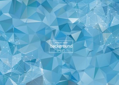 Geometric Blue Polygonal background molecule and communication. Connected lines with dots. Minimalism chaotic illustration background. Concept of the science, chemistry, medicine, technology.