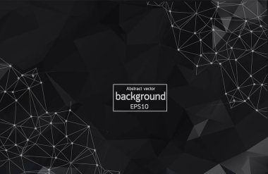 Geometric Black Polygonal background molecule and communication. Connected lines with dots. Minimalism chaotic illustration background. Concept of the science, chemistry, medicine, technology.