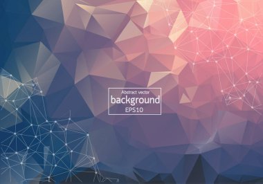 Abstract low poly modern technology vector background. Connection structure. Vector data science background. Polygonal vector background. Molecule And Communication Background.