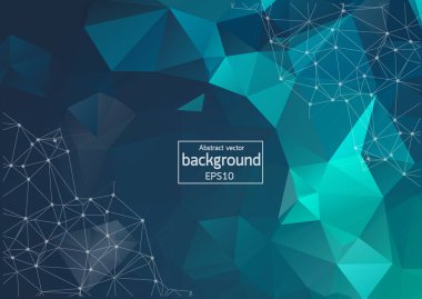 Abstract low poly Dark Blue technology vector background. Connection structure. Vector data science background. Polygonal vector background. Molecule And Communication Background.