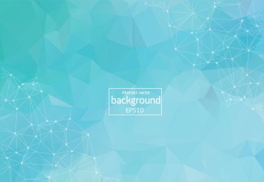 Abstract low poly Blue White technology vector background. Connection structure. Vector data science background. Polygonal vector background. Molecule And Communication Background.