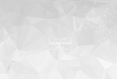 Abstract low poly Grey White technology vector background. Connection structure. Vector data science background. Polygonal vector background. Molecule And Communication Background.