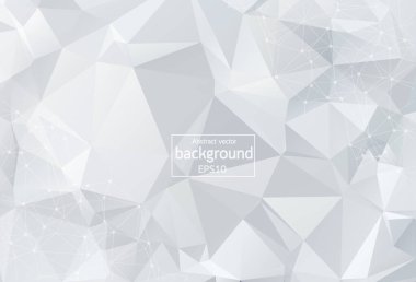 Abstract low poly Grey White technology vector background. Connection structure. Vector data science background. Polygonal vector background. Molecule And Communication Background.