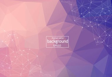 Geometrik Mor Çokgen arka plan molekülü ve iletişim. Noktalarla birleştirilmiş çizgiler. Minimalizm geçmişi. Bilim, kimya, biyoloji, tıp, teknoloji kavramı.