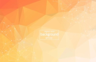 Soyut koyu turuncu geometrik poligonal arka plan molekül ve iletişim. Bağlantılı çizgilerin noktalı. Bilim, kimya, biyoloji, tıp, teknoloji kavramı.