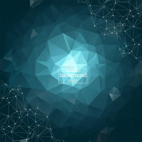 Abstract Dark Polygonal Space Background Connecting Dots Lines Connection Structure — Vector de stock