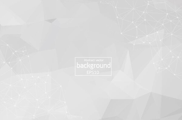 Abstract White Polygonal Space Background with Connecting Dots and Lines.  Connection structure. Vector science background. Polygonal vector background. Futuristic HUD background.