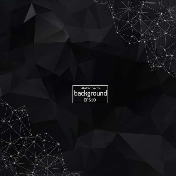 Abstract Black Polygonal Space Background Connecting Dots Lines Connection Structure — Stok Vektör