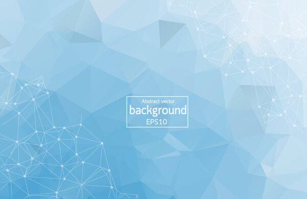 Geometric Blue Polygonal background molecule and communication. Connected lines with dots. Minimalism chaotic illustration background. Concept of the science, chemistry, medicine, technology.