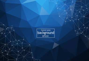 Geometrik noktalar ve çizgiler, inşaat yapı, iş web sitesi arka plan ile mavi Çokgen