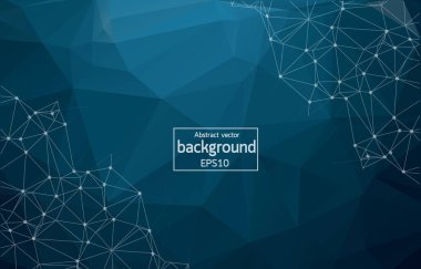 Soyut fütüristik - Lacivert arka planda doğrusal ve çokgen şekilli moleküller teknolojisi. İllüstrasyon Vektörü tasarımı dijital teknoloji kavramı