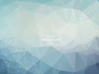 Poligonal yüzey arka plan. Düşük poli mesh tasarımı ile bağlantı nokta ve çizgi. Bağlantı üçgen yapısı. Vektör geometri fütüristik dekorasyon. Tebrik kartı. Spektrum kavramı.