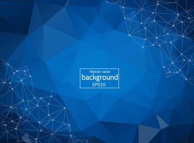 Soyut fütüristik - Lacivert arka planda doğrusal ve çokgen şekilli moleküller teknolojisi. İllüstrasyon Vektörü tasarımı dijital teknoloji kavramı