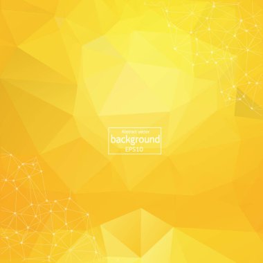 Poligonal turuncu kırmızı düşük Poli arka plan noktalar ve çizgiler bağlanma ile soyut. Bağlantı yapısı. Vektör bilim arka plan. Poligonal vektör arka plan. Fütüristik Hud arka plan.
