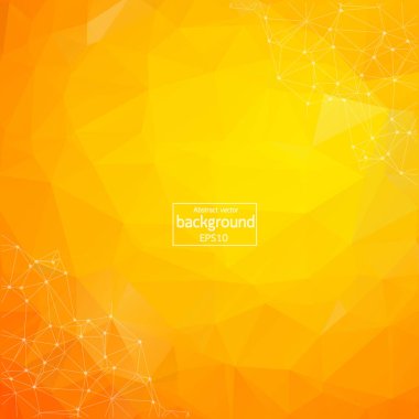 Soyut Turuncu geometrik poligonal arka plan molekül ve iletişim. Bağlantılı çizgilerin noktalı. Bilim, kimya, biyoloji, tıp, teknoloji kavramı.