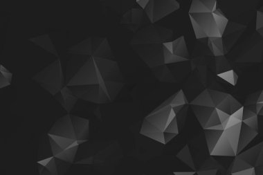 Siyah soyut düşük Poli, poligonal üçgen mozaik web, sunumlar ve baskı için arka plan. Vektör çizim. Gerçekçi 3d tasarım şablonu.