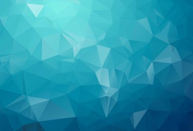 Mavi Işık çokgen çizimi, üçgenlerden oluşur. Origami tarzında gradyanı olan geometrik arkaplan. İşiniz için üçgen tasarım.