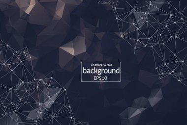 Geometrik koyu poligonal arka plan molekül ve iletişim. Bağlantılı çizgilerin noktalı. Minimalizm arka plan. Bilim, kimya, biyoloji, tıp, teknoloji kavramı.