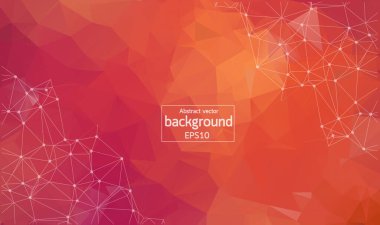 Noktaları ve çizgileri birleştiren soyut çokgen uzay düşük polyester arka plan. Bağlantı yapısı. Vektör bilimi geçmişi. Çokgen vektör arkaplanı. Gelecekçi HUD arkaplanı