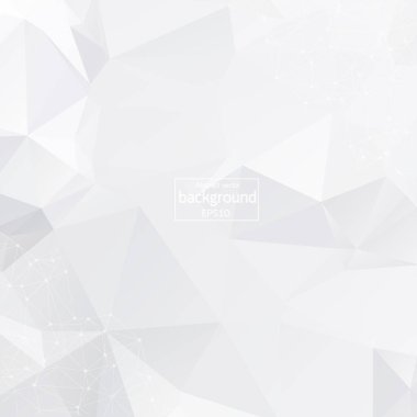 Soyut Beyaz Geometrik Çokgen arka plan molekülü ve iletişim. Noktalarla birleştirilmiş çizgiler. Bilim, kimya, biyoloji, tıp, teknoloji kavramı.