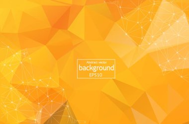 Soyut Turuncu geometrik poligonal arka plan molekül ve iletişim. Bağlantılı çizgilerin noktalı. Bilim, kimya, biyoloji, tıp, teknoloji kavramı.