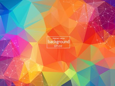 Soyut renkli geometrik poligonal arka plan molekül ve iletişim. Bağlantılı çizgilerin noktalı. Bilim, kimya, biyoloji, tıp, teknoloji kavramı.