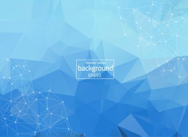 Soyut Mavi geometrik poligonal arka plan molekül ve iletişim. Bağlantılı çizgilerin noktalı. Bilim, kimya, biyoloji, tıp, teknoloji kavramı.