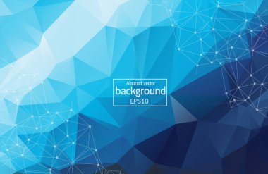 Soyut Mavi geometrik poligonal arka plan molekül ve iletişim. Bağlantılı çizgilerin noktalı. Bilim, kimya, biyoloji, tıp, teknoloji kavramı.