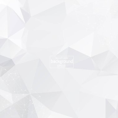 Noktalar, çizgiler ve üçgenler ile beyaz arkaplan çokgen ağ yapısı