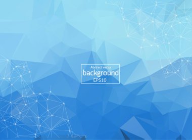 Soyut Mavi ışık geometrik poligonal arka plan molekül ve iletişim. Bağlantılı çizgilerin noktalı. Bilim, kimya, biyoloji, tıp, teknoloji kavramı.