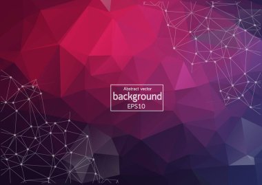 Geometrik Mor Çokgen arka plan molekülü ve iletişim. Noktalarla birleştirilmiş çizgiler. Minimalizm geçmişi. Bilim, kimya, biyoloji, tıp, teknoloji kavramı.