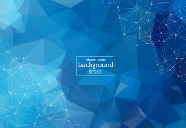 Geometrik Koyu Mavi Çokgen arka plan molekülü ve iletişim. Noktalarla birleştirilmiş çizgiler. Minimalizm geçmişi. Bilim, kimya, biyoloji, tıp, teknoloji kavramı.