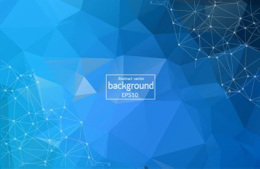 Geometrik noktaları ve çizgileri olan mavi çokgen, inşaat yapısı, iş web sitesi