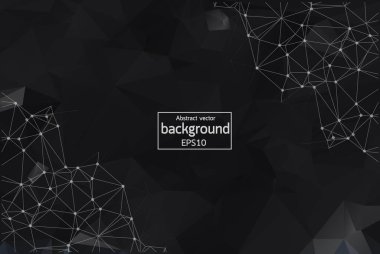 Noktaları ve çizgileri birleştiren soyut çokgen uzay düşük polyester arka plan. Bağlantı yapısı. Vektör bilimi geçmişi. Çokgen vektör arkaplanı. Gelecekçi HUD arkaplanı