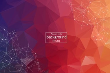 Soyut düşük poli koyu pembe teknoloji vektör arka plan. Bağlantı yapısı. Vektör veri bilim arka plan. Poligonal vektör arka plan. Molekül ve iletişim arka plan.