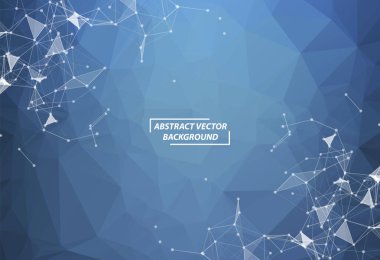 Noktaları ve Çizgileri Birleştiren Soyut Mavi Çoklu Alan Arkaplanı. Geometrik Çokgen arka plan molekülü ve iletişim. Bilim, kimya, biyoloji, tıp, teknoloji kavramı.