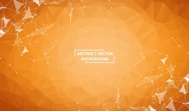 Noktaları ve Çizgileri Birleştiren Soyut Turuncu Çoklu Alan Arkaplanı. Geometrik Çokgen arka plan molekülü ve iletişim. Bilim, kimya, biyoloji, tıp, teknoloji kavramı.