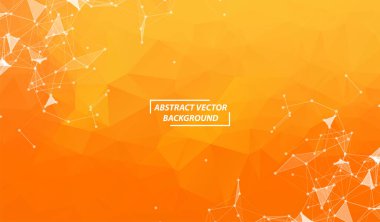 Turuncu Geometrik Çokgen arka plan molekülü ve iletişim. Noktalarla birleştirilmiş çizgiler. Minimalizm geçmişi. Bilim, kimya, biyoloji, tıp, teknoloji kavramı.